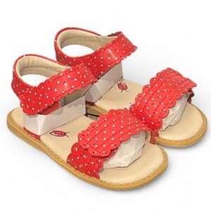 Livie & Luca Posy Leather Red Polka Dot Sandals size 6 toddler New